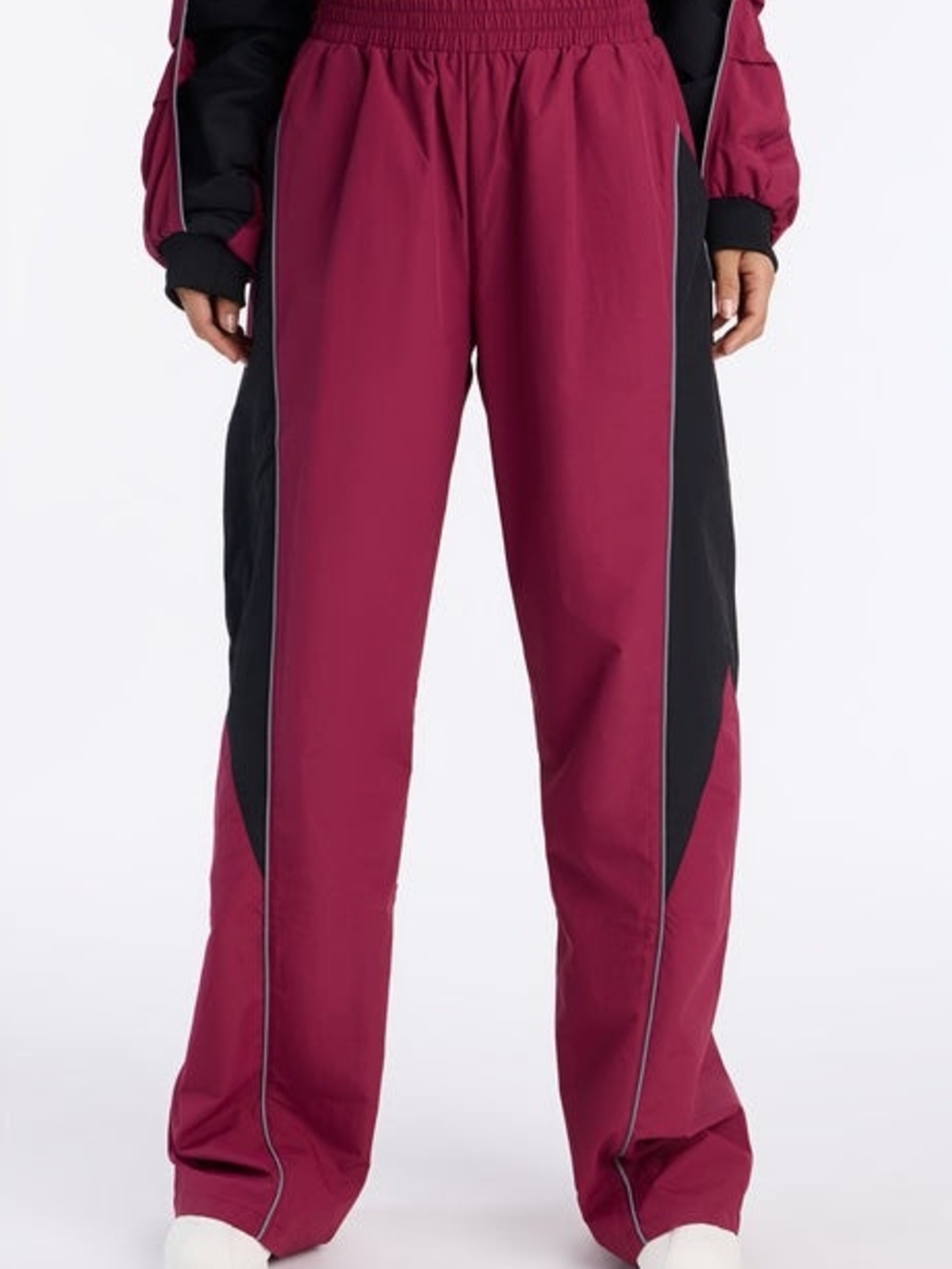 Wide-Leg Track Pants in Deep Berry